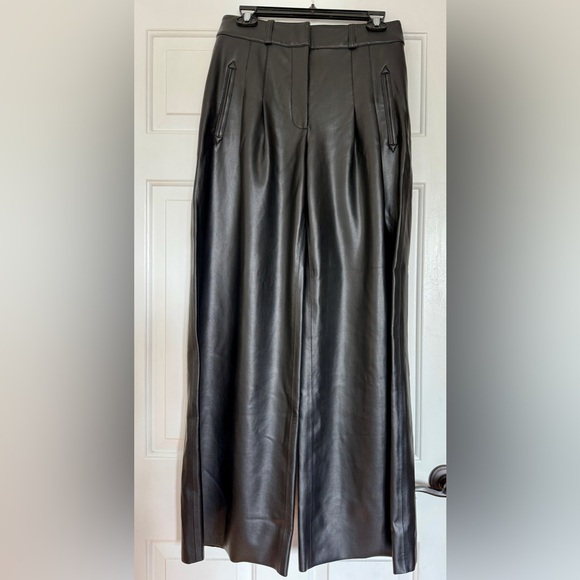 Veronica Beard Rennert Black Faux Leather Wide Leg Pants Sz 4 - Picture 4 of 13